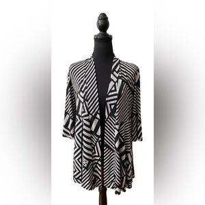 Joseph Ribkoff: Gray and Black Open Front Cardigan